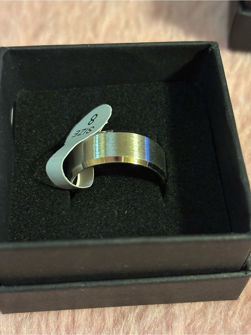 Stainless Steel Beveled Wide Band Ring